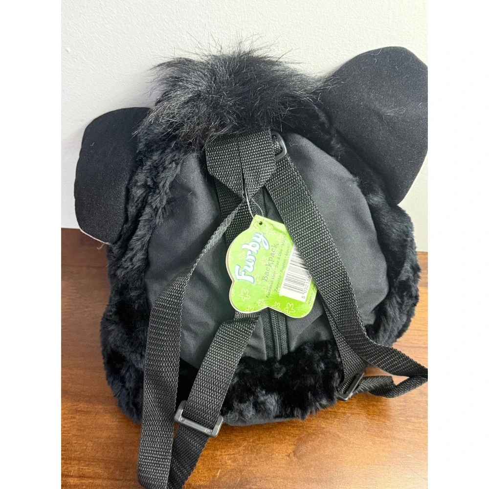 Vintage Furby Plush Backpack Black‎ Faux Fur Pink Ears Y2K Kidcore New with Tags